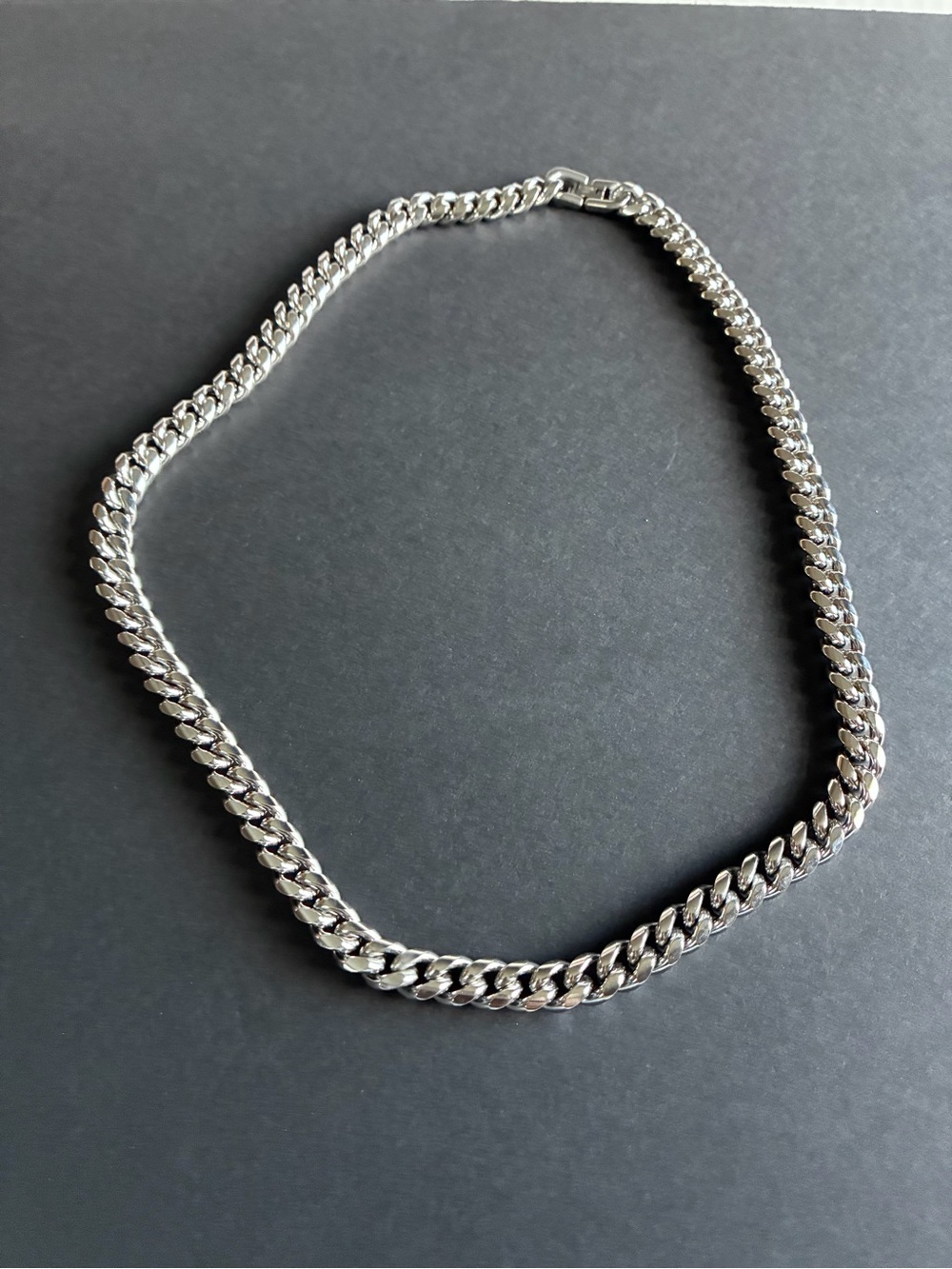 Men's Silver Cuban Link Chain Necklace - Sleek Polished Finish